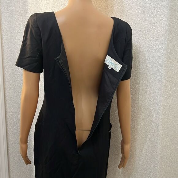 Santa Fe Dress by Jim Tremblay Size 10 Scoop Neck Short Sleeve Pearls Trim Midi - Picture 7 of 10